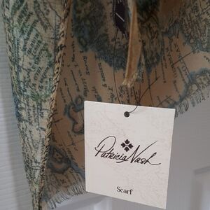 Patricia Nash Vintage Map Print Scarf in Green and Tan